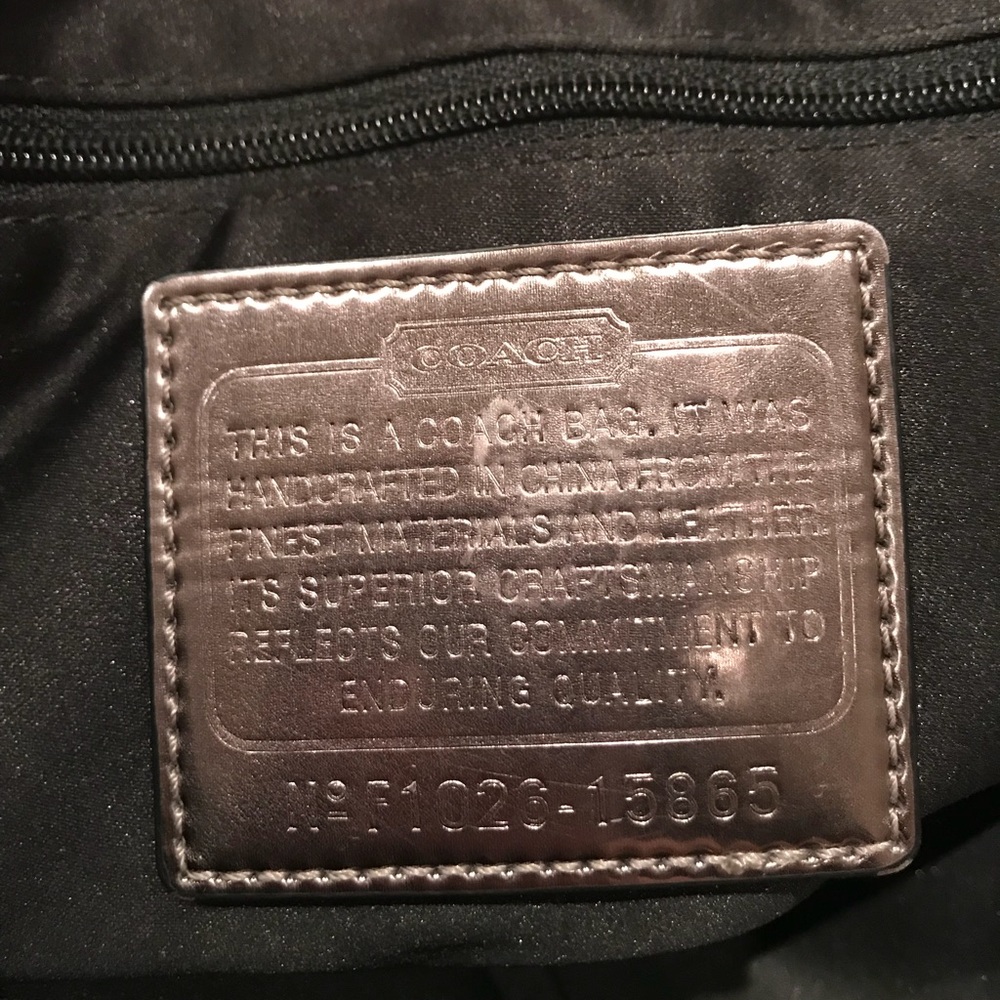 COACH BLACK SILVER POPPY OP ART GLAM TOTE - Picture 5 of 8
